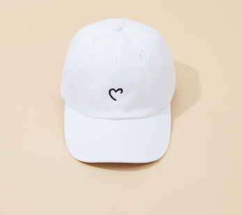 Lovito Casual Heartshape Embroidery Baseball Cap Hats For Women L233L248 (Black/White)