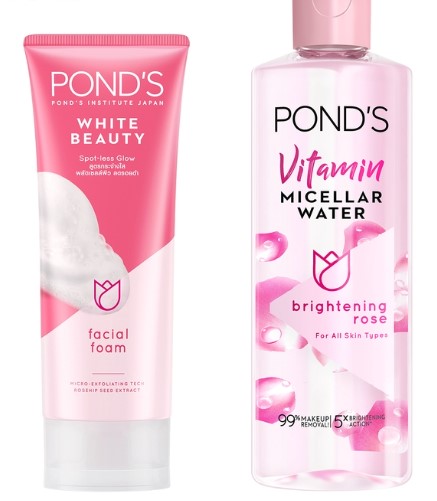 PondS Brightening Double Cleanse Rose Vit. Micellar Water 100ML Facial Foam 100G BUNDLE OF 2