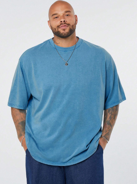 Manfinity CozeMod Oversized Men's Casual Knit Snow Flake Solid Color Loose Raglan Short Sleeve T-Shirt, Suitable For Summer Daily Wear