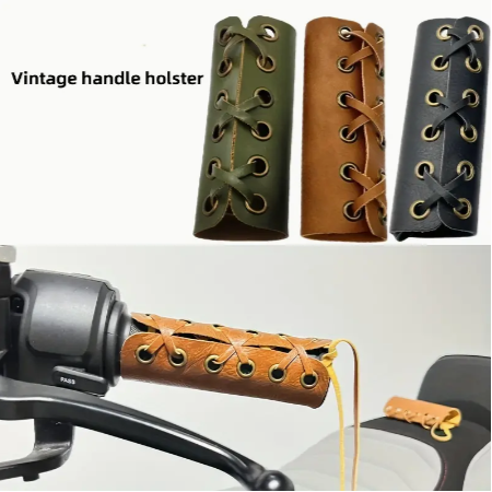 Motorcycle Retro PU Leather Handlebar Rubber Cover