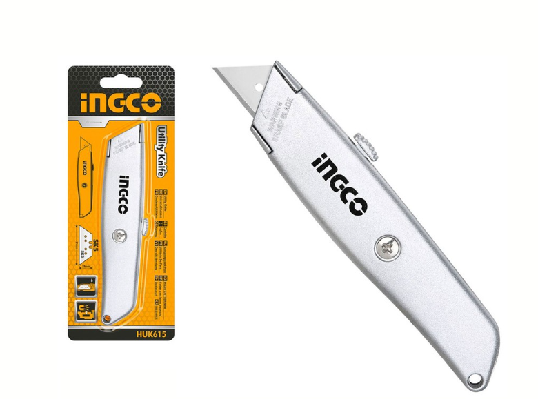 Ingco HUK615 Utility Knife Zinc Alloy Body with 1pcs SK5 Blade _H