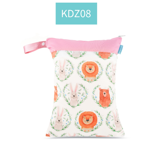 Happyflute 1PC Reusable Waterproof Fashion Prints Wet And Dry Diaper Bag Double Pocket Cloth Handle Wetbags DB22