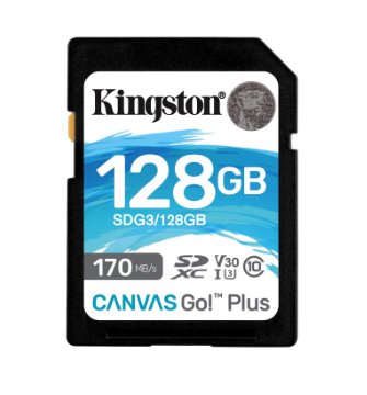 Kingston Canvas Go Plus 128 GB SD Memory Card for DSLRs, mirrorless cameras (SDG3/128GB)