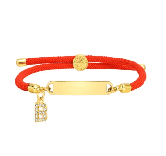 Vnox Custom Initial Letter Name Baby Bracelet Personalized Newborn Child Birth Gift Red Thread Rope Bracelet Adjustable Handchain B