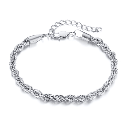 Stainless Steel Gold Twist Rope Chain Bracelet