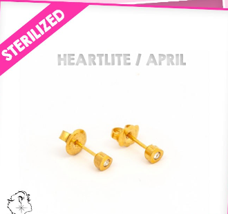 STUDEX Earring Heart Shape w/ Stone Gold