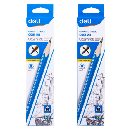 Deli C001-HB/2B Uspire Graphite Pencil 12pcs/pack