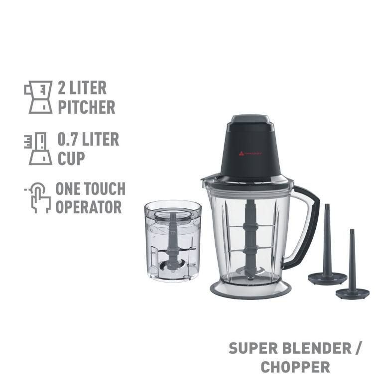 Hanabishi Aesthetic Blender/Chopper HSBLEND100 Heavy Duty All-in-One Easy to Clean