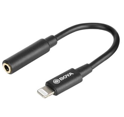 Boya BY-K3 3.5mm TRRS Female to Male Lightning Adapter Cable (2.4-Inch) for iPhone X, XS/MAX Series