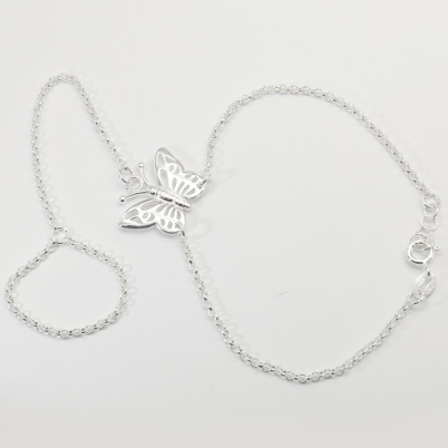 Silver W119 Italy 925 Butterfly Ring Ladies Bracelet