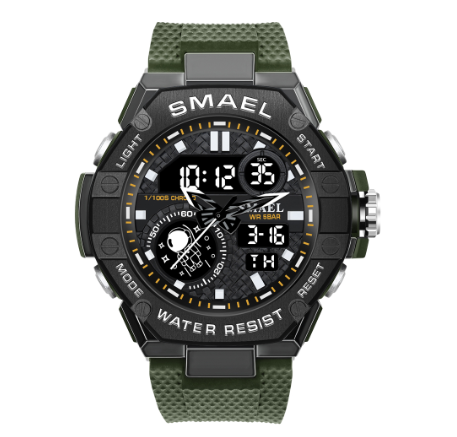 Polychrome Alloy Quartz Watch For Men SMAEL 8068 Brand Fashion Sports Dual Display Wristwatches Outdoor Waterproof Military Digitals M6