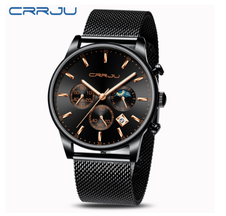 CRRJU Luxury Brand Mens Sport Watches Military Stainless Steel Quartz Waterproof 2266 X M06