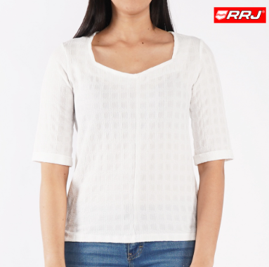 RRJ Ladies Modified Woven Regular Fitting Blouse Rayon Fabric Trendy fashion 146824 White