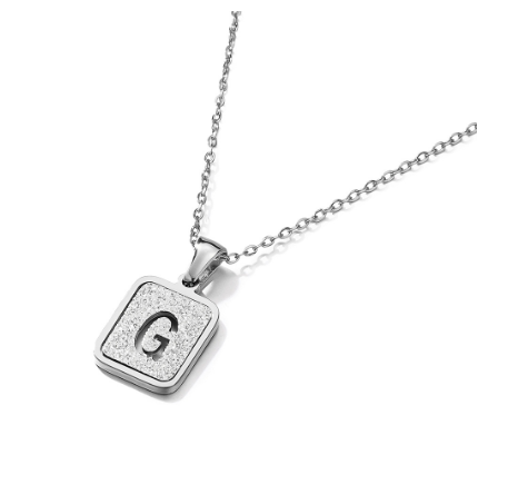St. Kunkka 316L Stainless Steel Hollow A-Z Letter Pendant Necklace for Gift and Birthday Gift  G