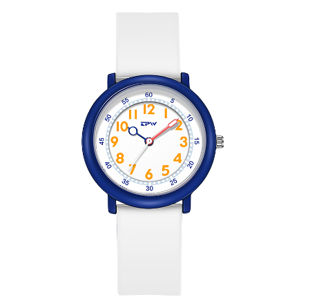 TPW 37mm Colorful Dial Watch Cute Quartz Watches For Young Ladies Rubber Strap Luminous Hands Wristwatch WHITE BLUE