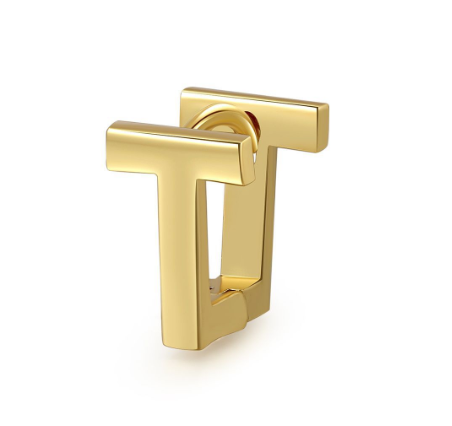 Unique Design Initial Letter Earrings 18K Gold Double Layer Letter Earrings Jewelry Single T
