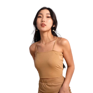 Inspi Chic Trendy Curve Tube Cami Top For Women Korean Sleeveless Shirt Summer Beach Outfit ( Nude)