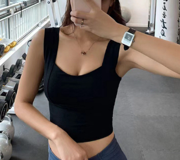 Lovito Women Sporty Plain Structure Line Sports Bra LNL43173