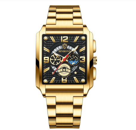 Original Luxury Square Fashion Retro Calendar Waterproof Luminous Sports Stainless Steel Watch 07