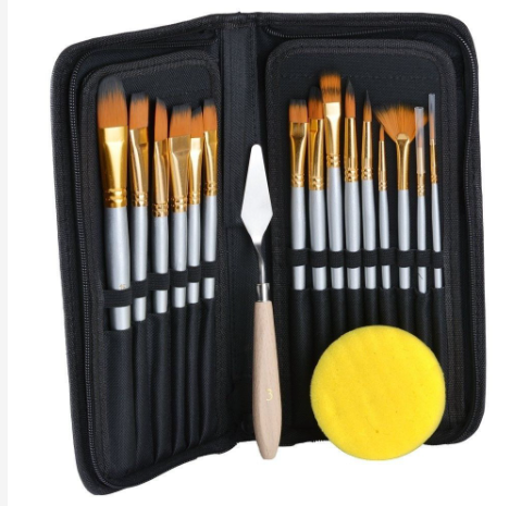 Paint Oil Brush Set Acrylic Wood Handles Sponge Watercolor