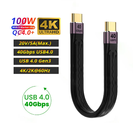 ANMONE USB 4.0 3.1 Cable Type C 60W 100W Fast Charging Cable Short Mobile Phone Charger Cord 10Gbps 40Gbps Data Cable for Xiaomi