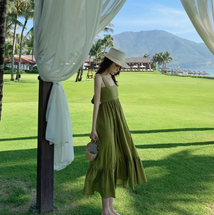 Temperament Pure Color Thin Sling Dress