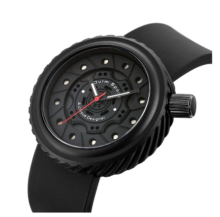Oulm Unique Tire Shape Dial Watch Men's Silicone Sports Waterproof Watch BLACK