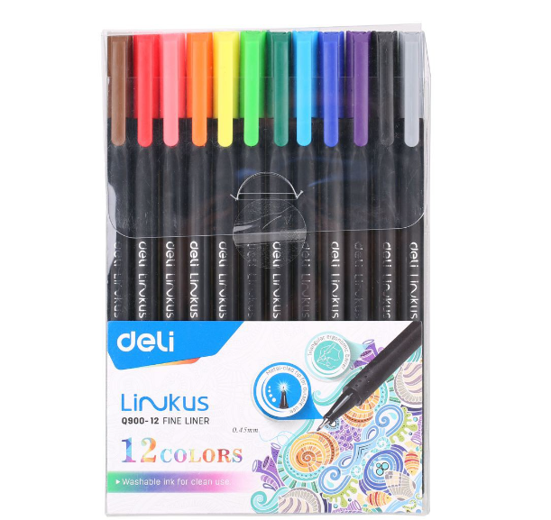 Deli Color Pigment Fine Liners Pen Marker Sketching Drawing 12/6 Pcs