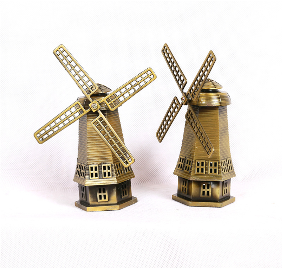 The Dutch Windmill Model Figurine Model Metal Crafts for Home Decor
