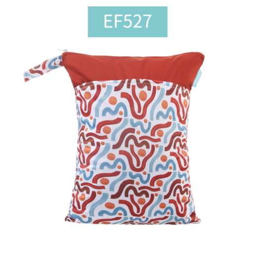 Happyflute 1PC Reusable Waterproof Fashion Prints Wet And Dry Diaper Bag Double Pocket Cloth Handle Wetbags DB31