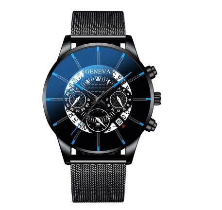 European and American fashion watch luxury calendar stainless steel mesh quartz watch sports watch men's business casual watch 04