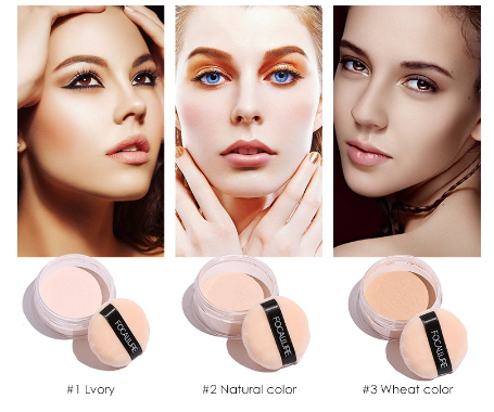Focallure Loose Setting Powder 3 Colours Waterproof Weightless Soft-velvet Blurring With Cosmetic Puff Oil Control Compact Powder Make up