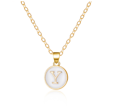 26 Initial Pendant Necklace Men's and Women's Fashion Simple Style Initial Pendant Gold Necklace Holiday Gift Y