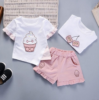 Baby Girls Clothes Kids Set Cartoon Pattern Short Sleeve T-Shirt +Pant Boys Clothing Set Kids Cartoon Clothes Set