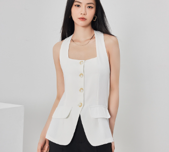 Lovito Women Button Front Tank Top L62ED052 White