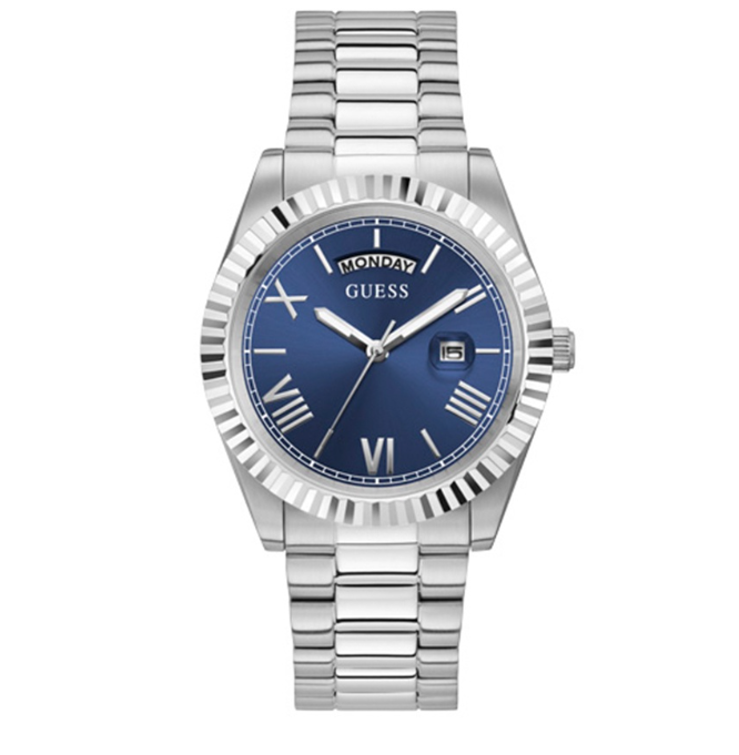 Guess Dress Silver Stainless Steel Analog Quartz Watch For Men GW0265G7