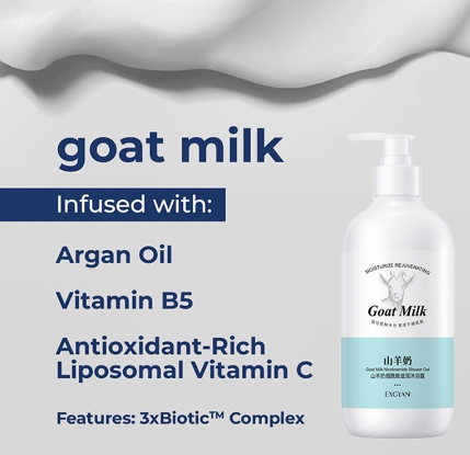 Exgyan Goat Milk Body Wash Long-Term Whitening Moisturizing Body Care Shower Gel 500ML