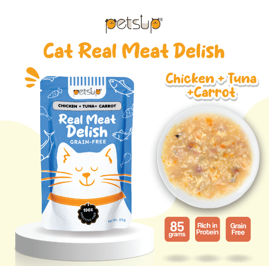 Petsup Cat Wet Food Real Meat Delish 85g Chicken Tuna and Carrot Cat Kitten Pet Food Cat Snack
