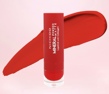 NICHIDO Mineral Powder Matte Lipstick With Collagen Booster - Hot Red
