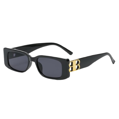 Lovito Women Casual Plain Metal Sunglasses LFA01024 (Black)