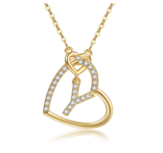 A-Z Letter Necklaces Fashionable Heart Pendant Accessories Women's Necklace Y