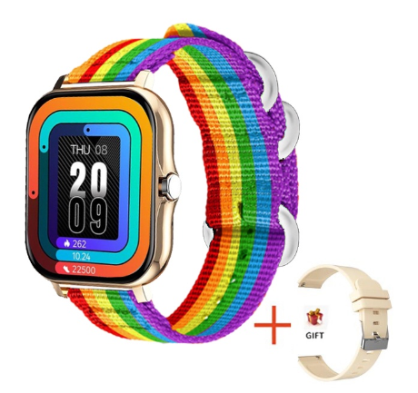 FILIEKEU Smart Watch Men Women Waterproof Sports Fitness Bluetooth Call Couple For Android And Ios ROSEGOLD NYLON BELT