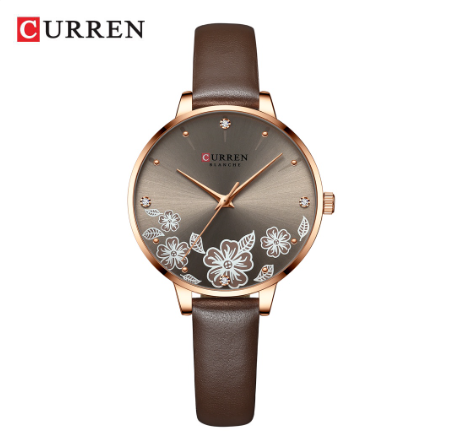 CURREN Women's Watch Fashion Leather Sports Casual Quartz Waterproof 9068X BROWN