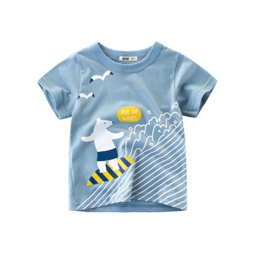 27Kids Quality Summer Clothing Kids Shirt Cotton Plane Fish Animals Dino Fashion Casual Boy Toddler D11