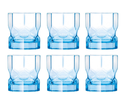 6pc  Octime Diamond Blue 200ml O/F Drinking Glass Tumbler Set