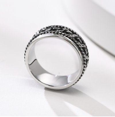 Stainless Steel Unique Style Solid Hip Hop Band Ring