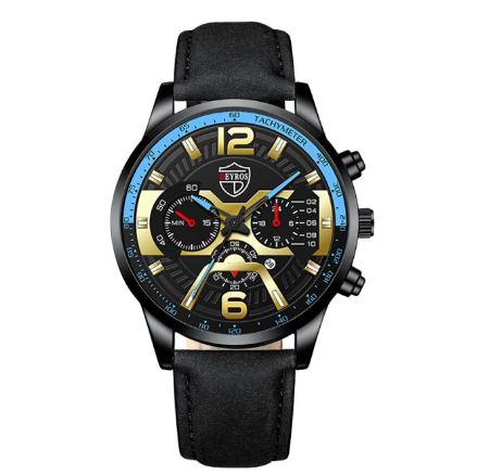 Full Steel Men's Quartz Business Wacthes Mens Stainless Steel Calendar Analog Wrist Watch Relo Ng Kalalakihan LEATHER BLACK BLUE