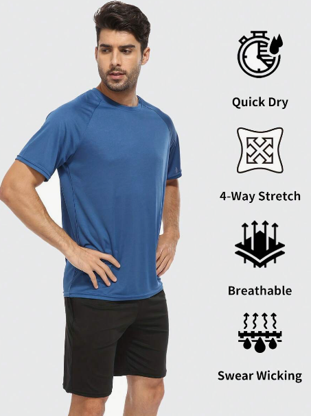 1Pack Mesh Workout Shirts For Men Quick Dry Short Sleeve Athletic T-Shirt Moisture Wicking Gym Top