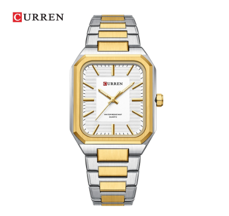 CURREN top luxury Original Genuine casual fashion business temperament simple style quartz waterproof men's watch 8457 X SILVER GOLD WHITE