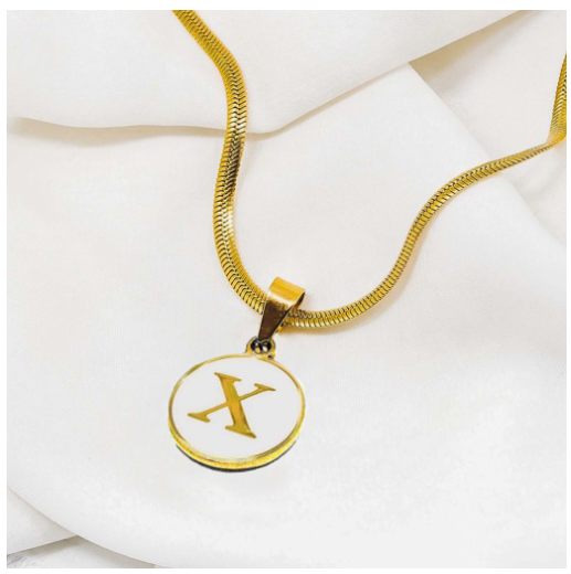 Laj 18k Gold Stainless Steel Initial Necklace SLP07  with LX873D NoFreeBox X